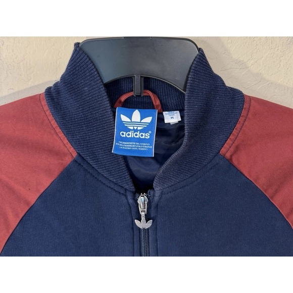Adidas Jacket Men Medium M Blue Red Varsity Collegiate Prep Originals Preppy - Picture 5 of 12
